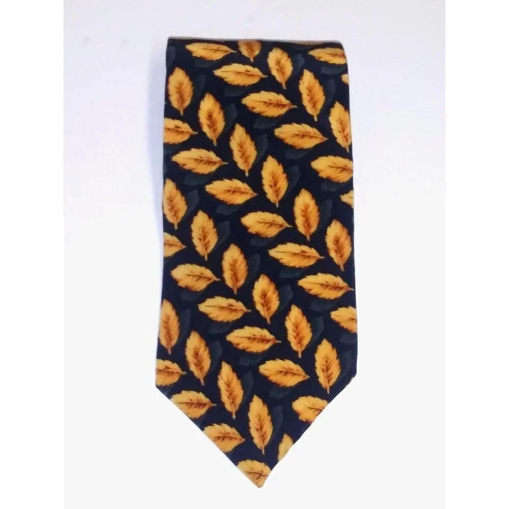 J. Garcia Mens Tie Landscape With Eye Collection Ten Limited Wide leaf print EUC